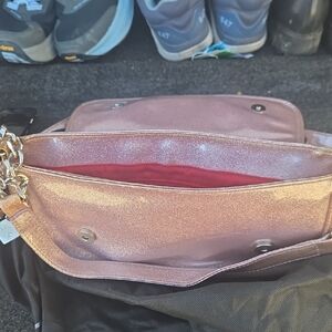 Lux de Ville Metallic Rose Shoulder Bag with Gold Chain